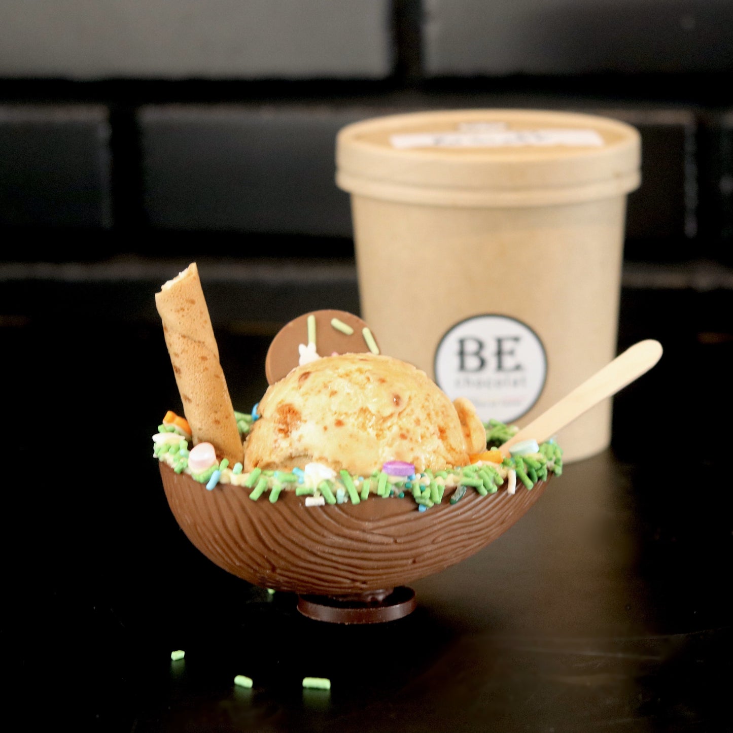 Half chocolate egg shell bowl